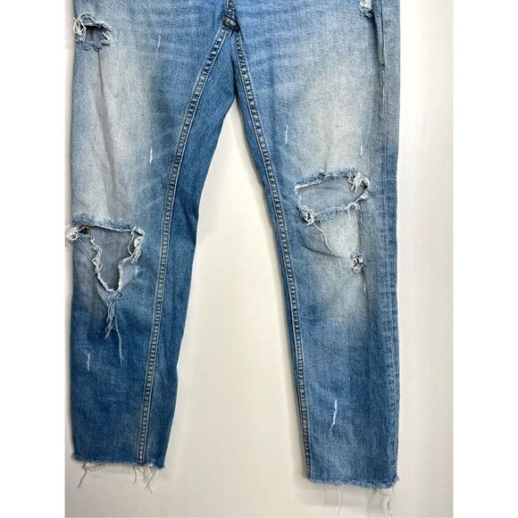 Zara Women Pants Womens Blue Distressed Jeans Size 2 Premium Denim - Picture 5 of 6